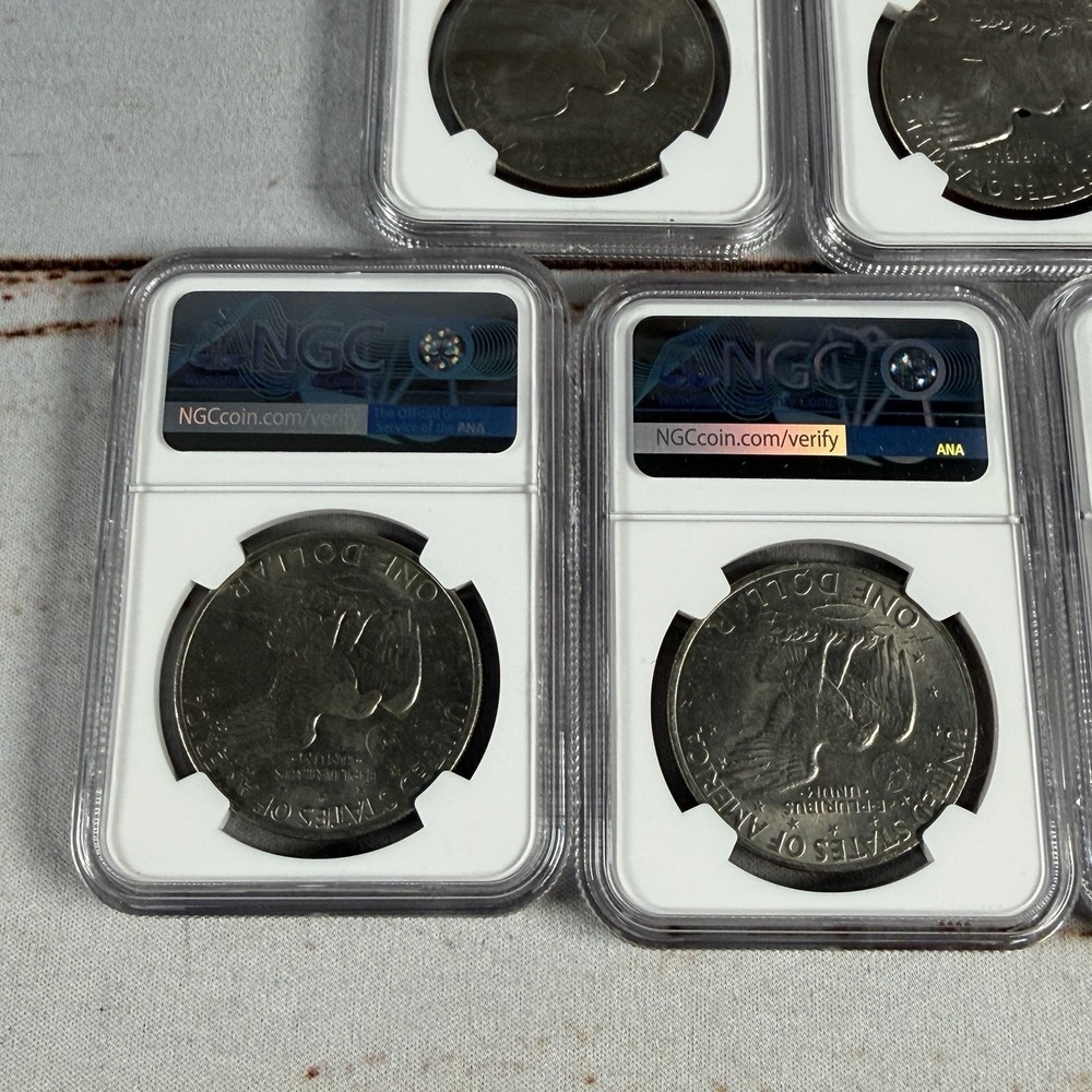 (5) 1972 Eisenhower Dollar Type 2 NGC Brilliant Unc (Don't Tread on Me Label) - Picture 7 of 8
